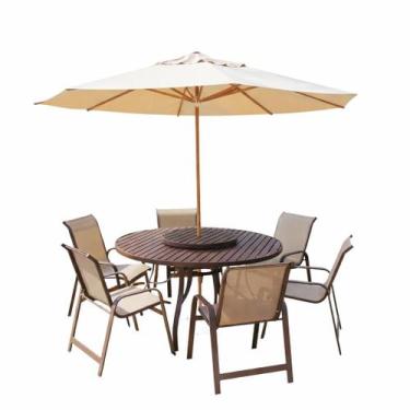 Imagem de Conjunto Mesa Giratoria 6 Cadeiras Tela De Aluminio Piscina - Sarah Mó