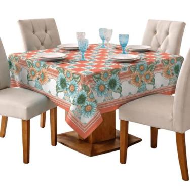 Imagem de 2 Toalhas de Mesa Quadrada 4 Cadeiras 1,45M x 1,45M Estampada Oxford F