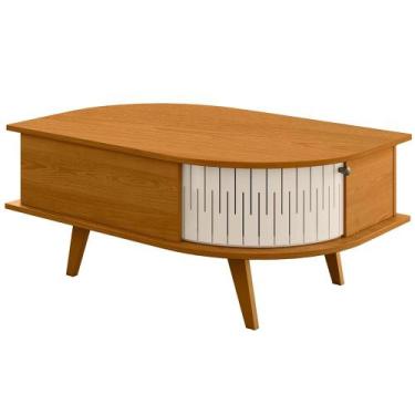 Imagem de Mesa de Centro Orgânica Para Sala Living 90cm Leda M07 Cinamomo Off Wh