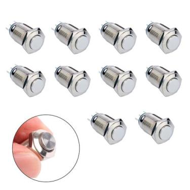 Imagem de Botão Pulsador Metálico 12mm Anti Vandalismo Para Painel Push Button I