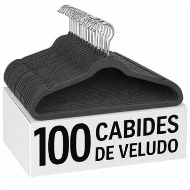 Imagem de Kit 100 Cabides De Veludo Adulto Slim Para Roupas Antideslizante Ultra