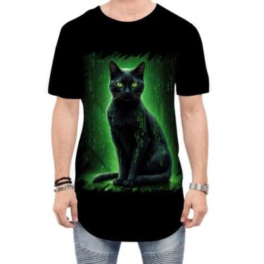 Imagem de Camiseta Longline de Gato Oráculo Hacker Binário Mat 8 - Kasubeck Stor