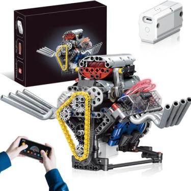 Imagem de Bloco de Montar de Encaixe Motor V8 665 peças USB Controle via APP Dec