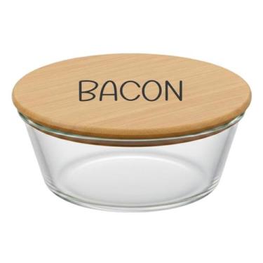 Imagem de Pote Hermético Redondo Vidro e Tampa de Bambu (930 ml) Bacon - Casa Vi