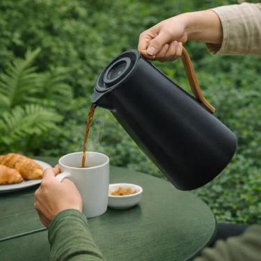 Imagem de Garrafa Térmica Kyoto 1 Litro Preta Isolamento Térmico Café Chá Suco V