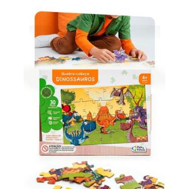 Imagem de Quebra-Cabeça Dinossauros 30 Peças Infantil 4 anos Educativo - Klizz
