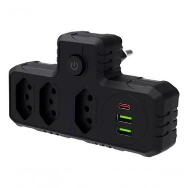 Imagem de Benjamim Adaptador Universal Tomada Usb Tipo C Filtro Linha - OUTRAS M