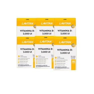 Imagem de Kit 06 Suplemento Lavitan Vitamina D3 2000 UI 30 Comp Cimed Sabor:Sem 