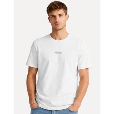 Imagem de Camiseta Ellus Masculina Regular Cotton Fine Gothic Center Logo Cinza Claro-Masculino