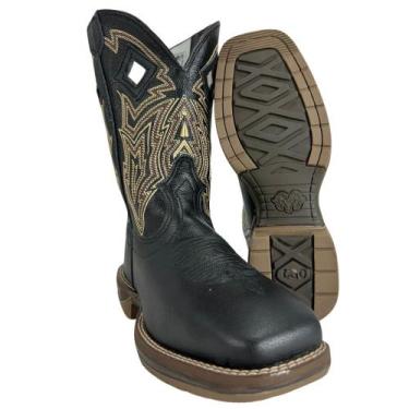 Imagem de Bota Texana Masculina Durango Preta Com Bordado Marrom, 41, Preto