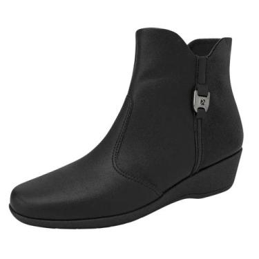 Imagem de Bota Feminino Cano Curto Salto Baixo Anabela Leve Piccadilly, Preto, 3