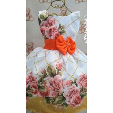Imagem de Vestido de luxo floral laranja para festas - Bianna kids, g