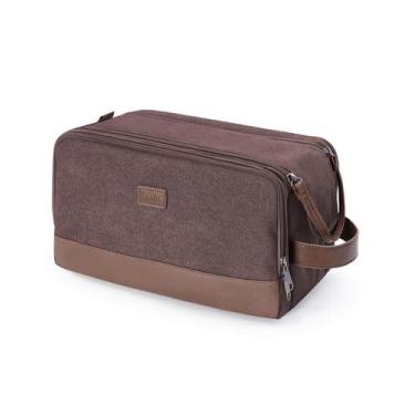 Imagem de Bolsa de higiene WANDF Travel Organizer, lona, couro, marrom