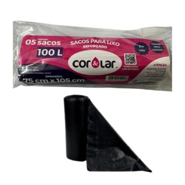 Imagem de Saco p/lixo 100l rolo cor&lar c/5