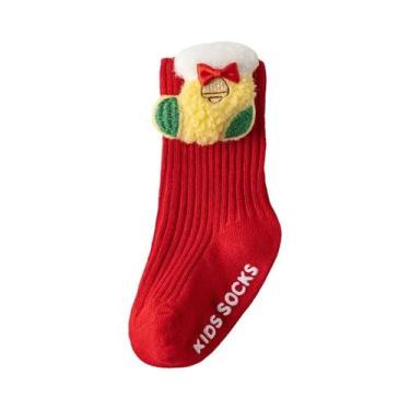 Imagem de Meias Antiderrapantes De Natal Vermelhas Para Bebês Meninos E Meninas 