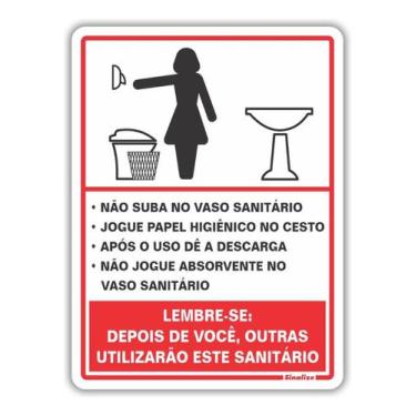 Imagem de Placa em Poliestireno Regras p/ Sanitario Feminino 15x20cm - SINALIZE