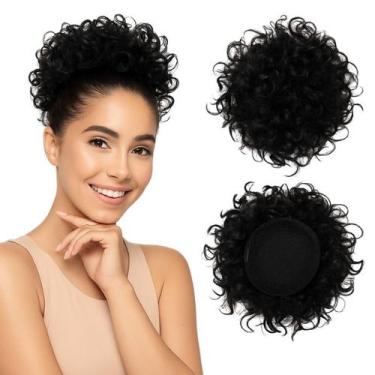 Imagem de Coque Afro Cacheado Postiço Ajustável Com Clipe Aplique - mr, cor2