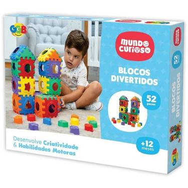 Imagem de Brinquedo Educativo Blocos Divertidos 52 Peças Encaixáveis Plástico Atóxico GGB Plast