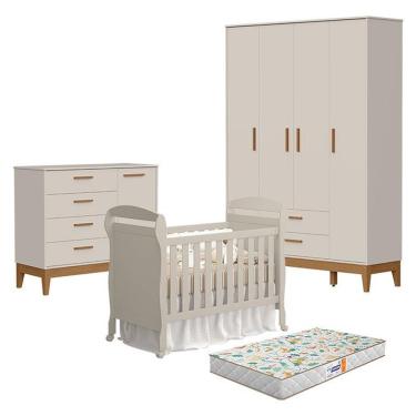 Imagem de Quarto de Bebê Completo Danny 4 Portas 4 Gavetas MDF Areia Acetinado Reller Móveis