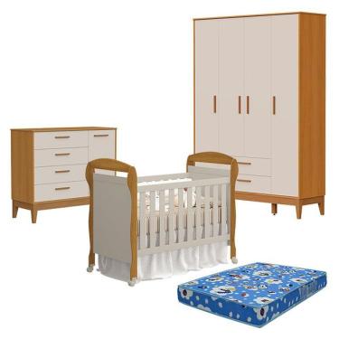 Imagem de Kit Quarto de Bebê Danny 4 Portas 4 Gavetas MDF Areia Savana Acetinado Reller Móveis