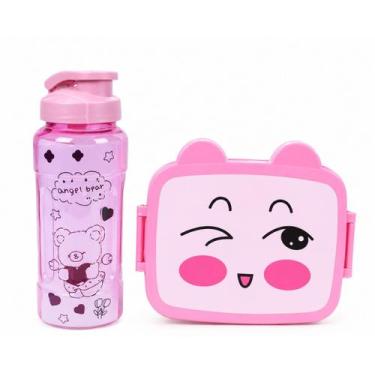 Imagem de Kit Lancheira Infantil Com Garrafa E Talher Rosa - Nunestar