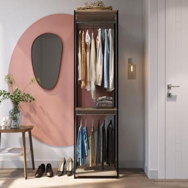 Imagem de Módulo para Closet com Cabideiro e Prateleira 183x45x57cm Preto/Montan