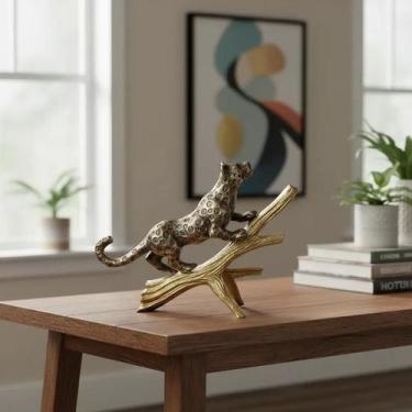 Imagem de Enfeite Decorativo De Metal Pantera Dourada Luxo - Espressione