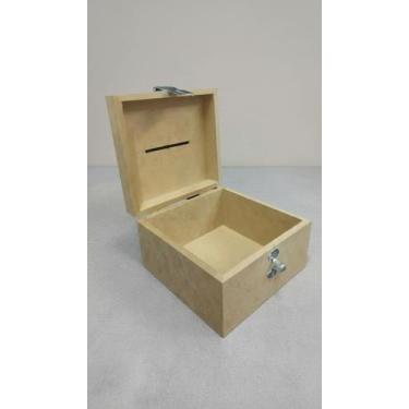 Imagem de Caixa Madeira C/ Fecho Para Cadeado 13x13x8cm - Congratulations Store