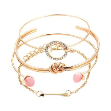 Imagem de Conjunto De Pulseiras De Corrente De Metal Dourado Boêmio Para Mulhere