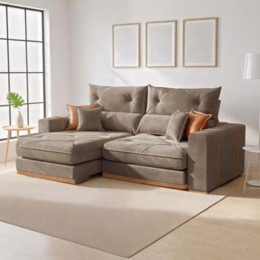 Imagem de Sofá Retrátil e Reclinável 4 Lugares Veludo Pillow Top 25cm Columbia 2
