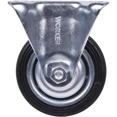 Imagem de Rodízio De Borracha 5" 125mm Fixo Preto Worker 100kg