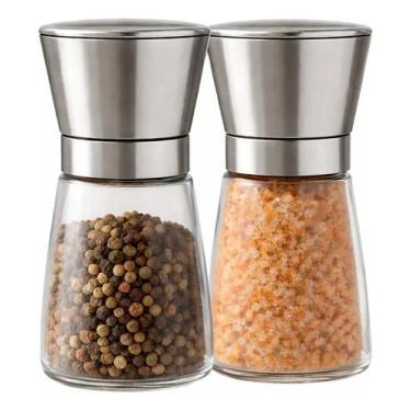 Imagem de Kit 2 Moedores Manual De Sal Grosso E Pimenta Em Aço Inox - Moedor Mul