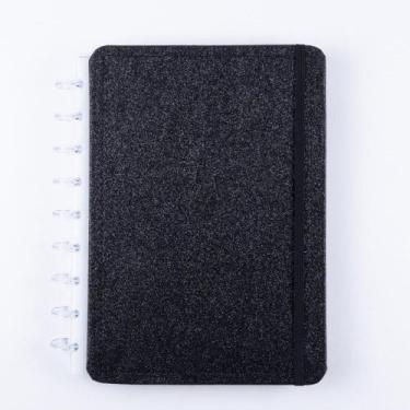 Imagem de Caderno Shine Preto Médio M Capa Dura Disco Reposicionável Disko