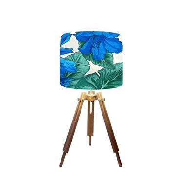 Imagem de Abajur Mesa Tripé Madeira 60cm Cores Florais - Md1001 Cúpula Ø30