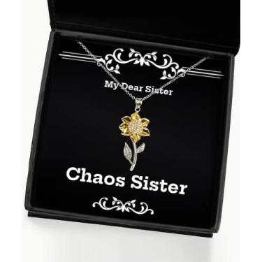 Imagem de Presentes de irmã de sarcasmo, irmã do caos, irmã e pingente de girassol da irmã