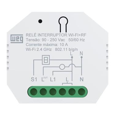 Imagem de Interruptor Inteligente Wi-Fi + RF 1 Canal 10A WEG Home | Contato Seco | Alexa e Google Assistente | Bivolt | Instalação em Trilho DIN, Gesso ou Caixa 4x2 | Branco
