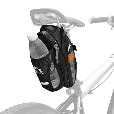 Imagem de yeacher Bolsa de selim para bicicleta resistente à água com design reflexivo Pacote de ciclismo sob o assento com bolsa para garrafa de água para mountain bike Bolsa de armazenamento para bicicletas de