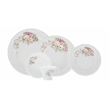 Imagem de Serviço de Jantar e Chá 30 peças em Porcelana. Modelo Redondo com Relevo Pomerode. Deco...