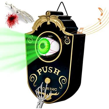 Imagem de Venforze Decorações de Halloween, campainha de Halloween, globo ocular animado com sons assustadores, decoração de Halloween com globo ocular iluminado, evento de doces ou travessuras para crianças