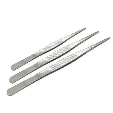 Imagem de Adecco LLC Pinça de aço inoxidável com pontas serrilhadas de precisão para comida cirúrgica e marinha, Prata, 8" 10" 12"