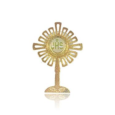 Imagem de Broche Botton Ostensório JHS Pequeno Ministro da Eucaristia Pequeno 2cm