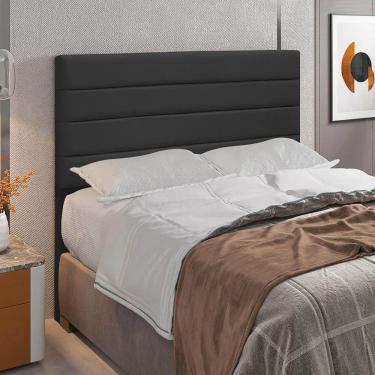 Imagem de Cabeceira Rubi Cama Box King 195cm Suede Preto