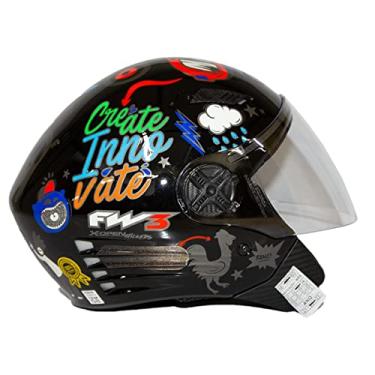 Imagem de Capacete Aberto Fw3 X Open Masculino Feminino Stickers Preto