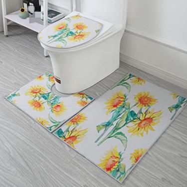 Imagem de 3 peças produtos de decoração de banheiro para casa conjunto de três peças para banheiro em mármore tapete de porta tapete de banheiro, K