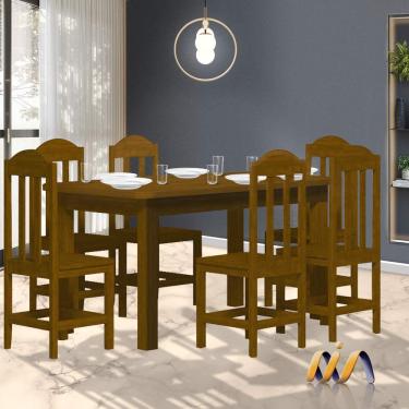 Imagem de Mesa De Jantar Com 6 Cadeiras Madeira Maciça Safira Imbuia Shop JM