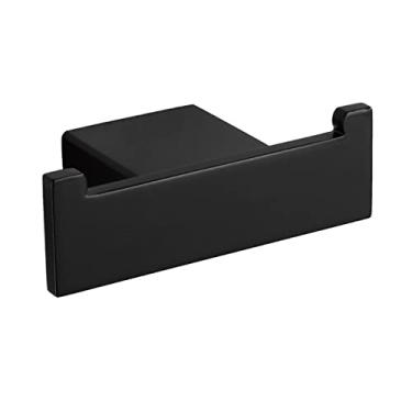 Imagem de Acessórios de banheiro quadrado preto copo prato suporte de papel barra de toalha prateleira prateleira de armazenamento suporte de sabão gancho de roupão de aço inoxidável, gancho de roupão