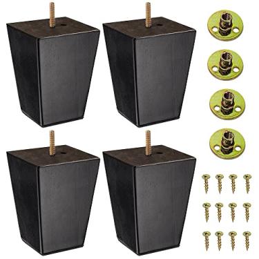 Imagem de Pernas de móveis de madeira de 7,6 cm – Conjunto de 4 pernas de sofá quadradas – Espresso pés afunilados de substituição para pernas para móveis ou projetos "faça você mesmo" – pernas de sofá, cadeira, banquinho, mesa de café, cama, etc.