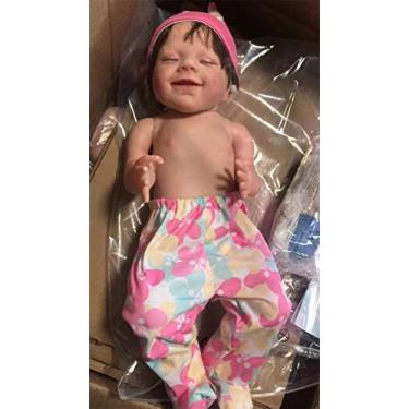 Imagem de Boneca Renascida de 22 ",Bonecos recém-nascidos adormecidos feitos à mão em silicone realístico de corpo inteiro com orelhas pontudas Boneca real, boneca de silicone hiper-realista menina