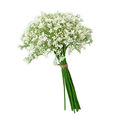 Imagem de Gazechimp Flores De Peã´Nia Artificiais Buquê Nupciais Arranjo De Decoração Floral Dos Namorados, Festa, Jardim, Escritorio - Tamanho Real Branco