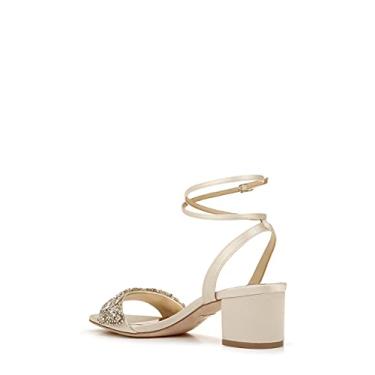 Imagem de Badgley Mischka Sandália feminina com tira no tornozelo, salto bloco, Concha, 5.5